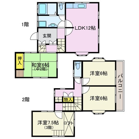 大胡駅 徒歩15分 1-3階の物件間取画像